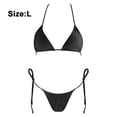 thumbnail image 2 of Women Two Piece Swimsuit Sexy Swimwear Halter String Triangle Bikini Sets，Solid Color Swimsuit Split Feminine Sensual Polyester Fabric Chest Pad Swimwear Strap Simple, 2 of 5