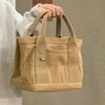 thumbnail image 2 of PEACNNG  Solid Color Tote Satchel Bag  Lightweight Tote Canvas Bag  Multifunctional Bag For Work With Button, 2 of 7