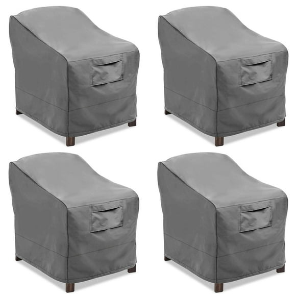 Vailge Fundas Para Sillas De Patio, Fundas Para Asientos Profundos, Resistentes E Impermeables, Fundas Para Muebles De Jardín Y Césped Al Aire Libre (Paquete De 4, Gris Grande)