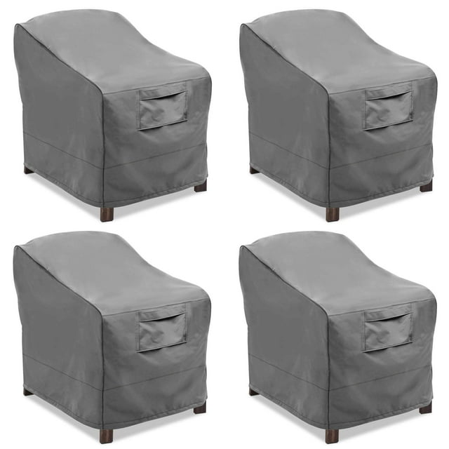 Vailge Fundas Para Sillas De Patio, Fundas Para Asientos Profundos, Resistentes E Impermeables, Fundas Para Muebles De Jardín Y Césped Al Aire Libre (Paquete De 4, Gris Grande)
