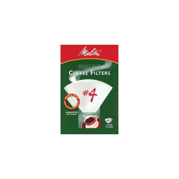 Melitta 624404 #4 White Cone Coffee Filters 40 Count