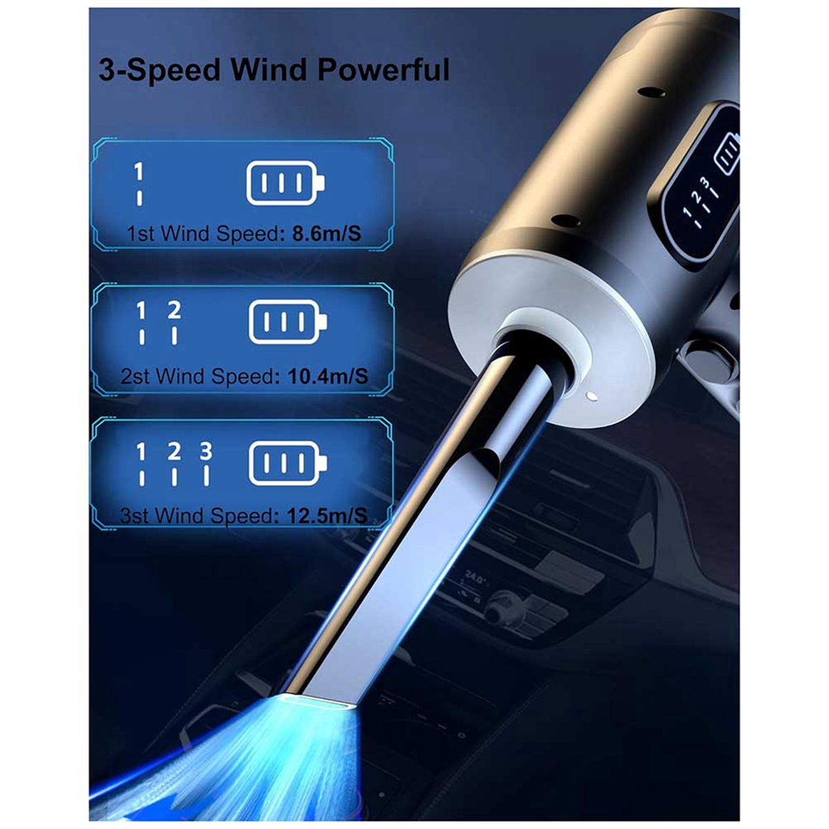 Compressed Air Blower with HD Display, Rechargeable and Portable Cleaning Kit For Computer, Laptop, Home and Office