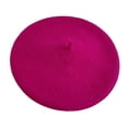 thumbnail image 3 of Opolski Painter Hat No Brim Retro Wind-proof Flat Top Artist Style Decorate Solid Color French Artist Beret Hat for Dating Rose Red, 3 of 8