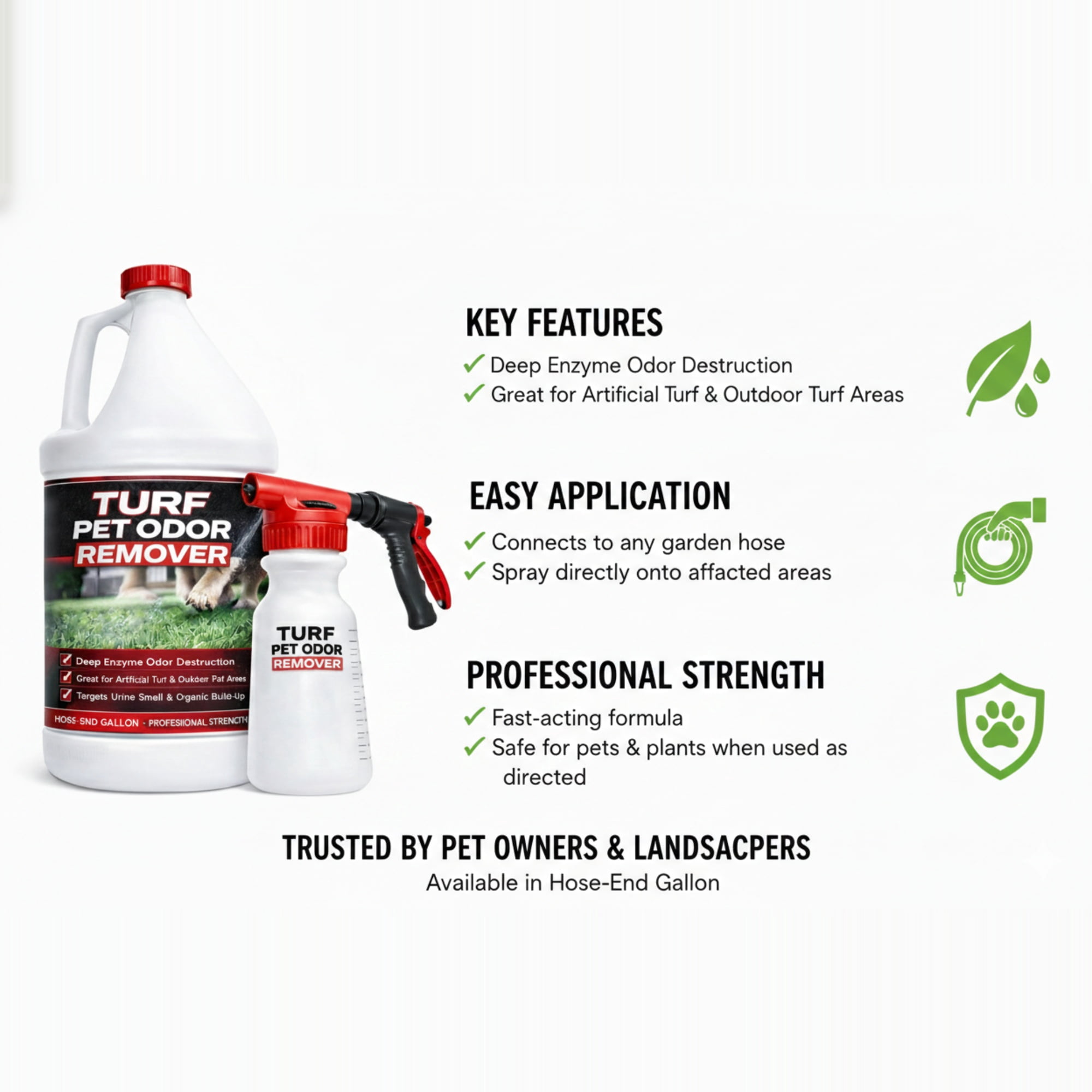 EVEN Turf Pet Odor Remover, Enzyme-Based Outdoor Cleaner, 1 Gallon, for Artificial Turf, Lawns and Patios