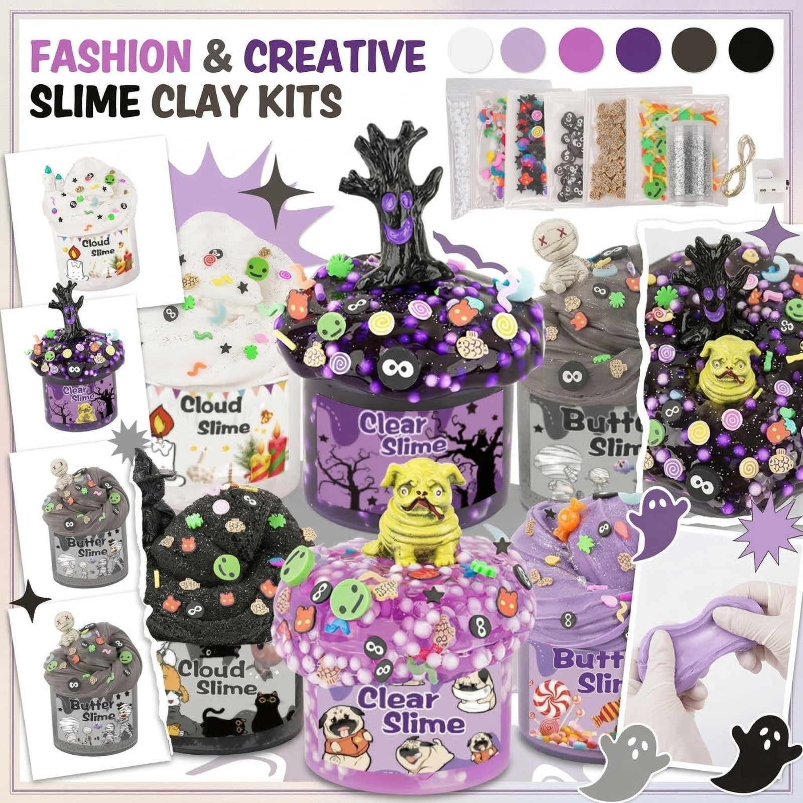 Stylish Creative Slime And Clay Squeeze Kit, Soft Stretchable Color Mud And Dough Combination Slime Birthday Gifts, Handmade Relaxing Leisure Accessory Party Favors for Girls and Boys(E)