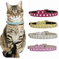 thumbnail image 3 of Trayknick Collier pour Animal de Compagnie Ajustable Réfléchissant Chien Chat avec Strass Sangle de Cou Laisse d'Entraînement pour Animal Fournitures pour Animaux Rouge Rose, 3 of 13