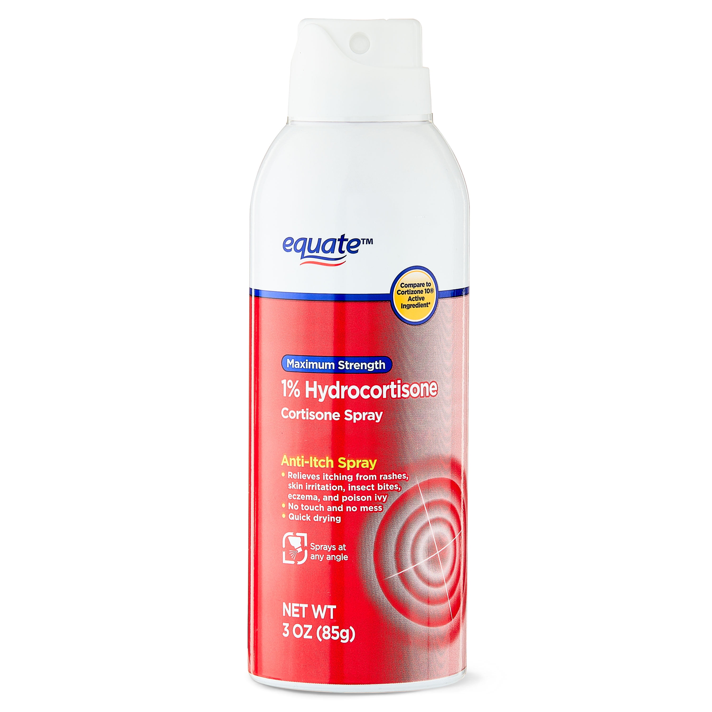 (4 pack) Equate Maximum Strength Hydrocortisone 1% Anti-Itch Spray, 3 oz