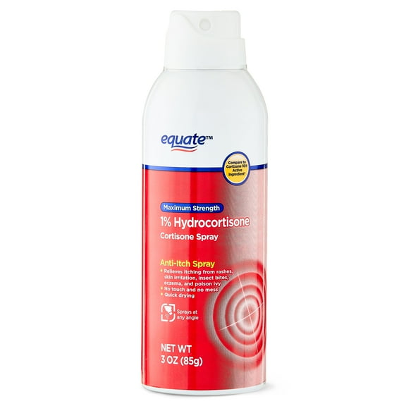 Equate Anti Itch Maximum Strength Hydrocortisone 1% Spray, 3 oz, Compare to Cortizone 10 Active Ingredient