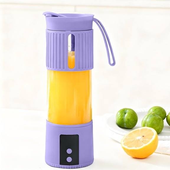 Kumdkd Portable Electric Juicer and Blender, 12-Blade Stainless Steel Baby Food Grinder with Glass Cup, Compact Kitchen Blender for Smoothies, Travel, 9.33in, Purple