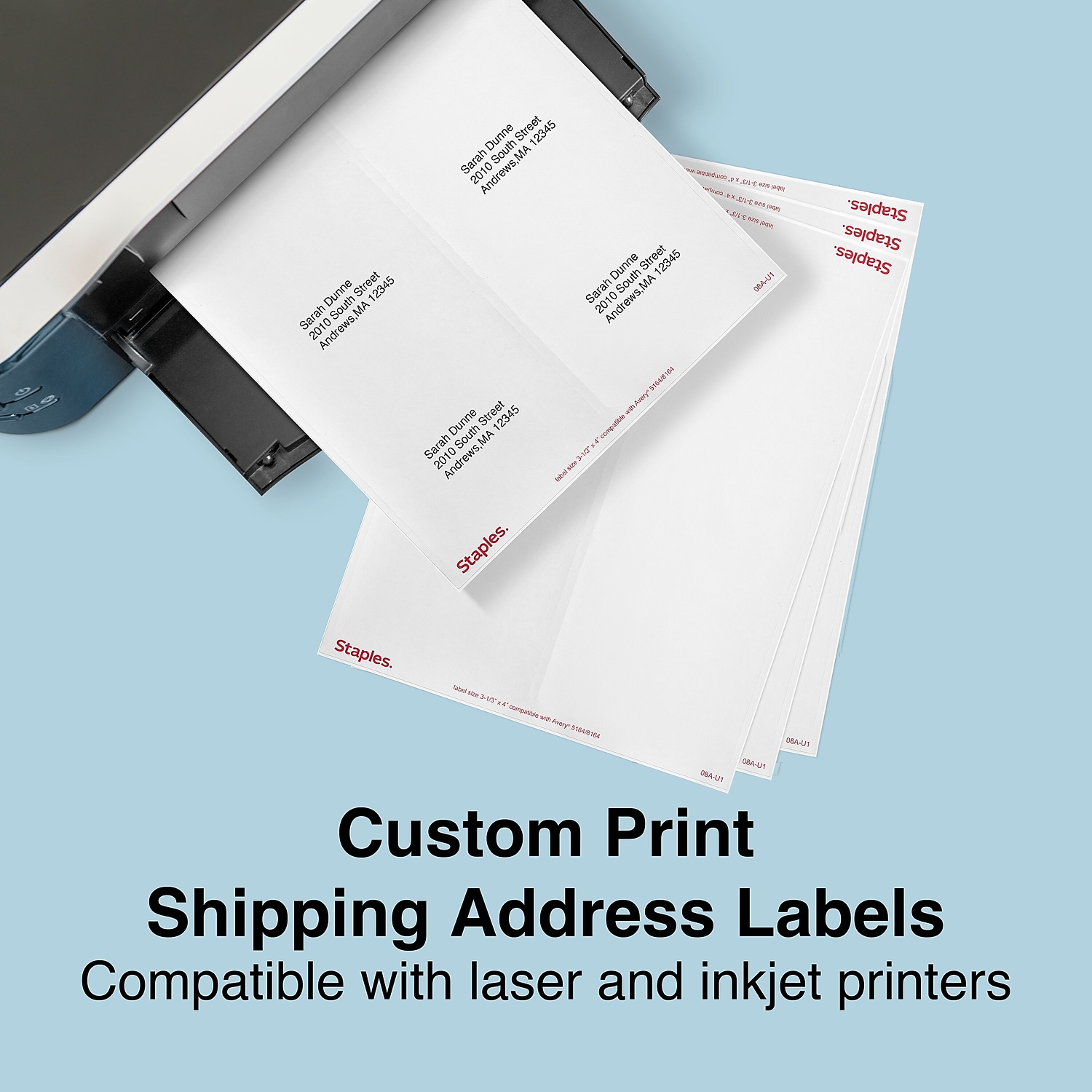 Staples Laser/Inkjet Shipping Labels 3 1/3 x 4 White 18067