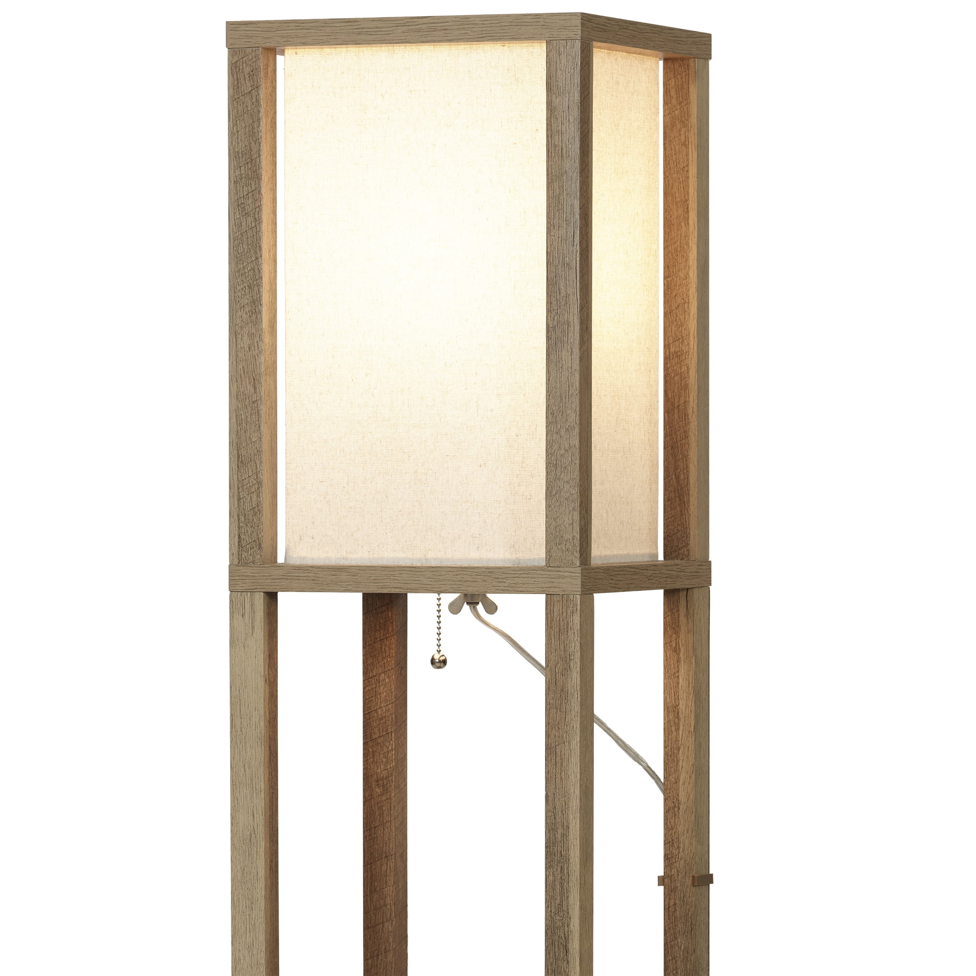 Better Homes & Gardens 62.25" Modern Pull Chain Weathered Floor Lamp with Natural Square Shade