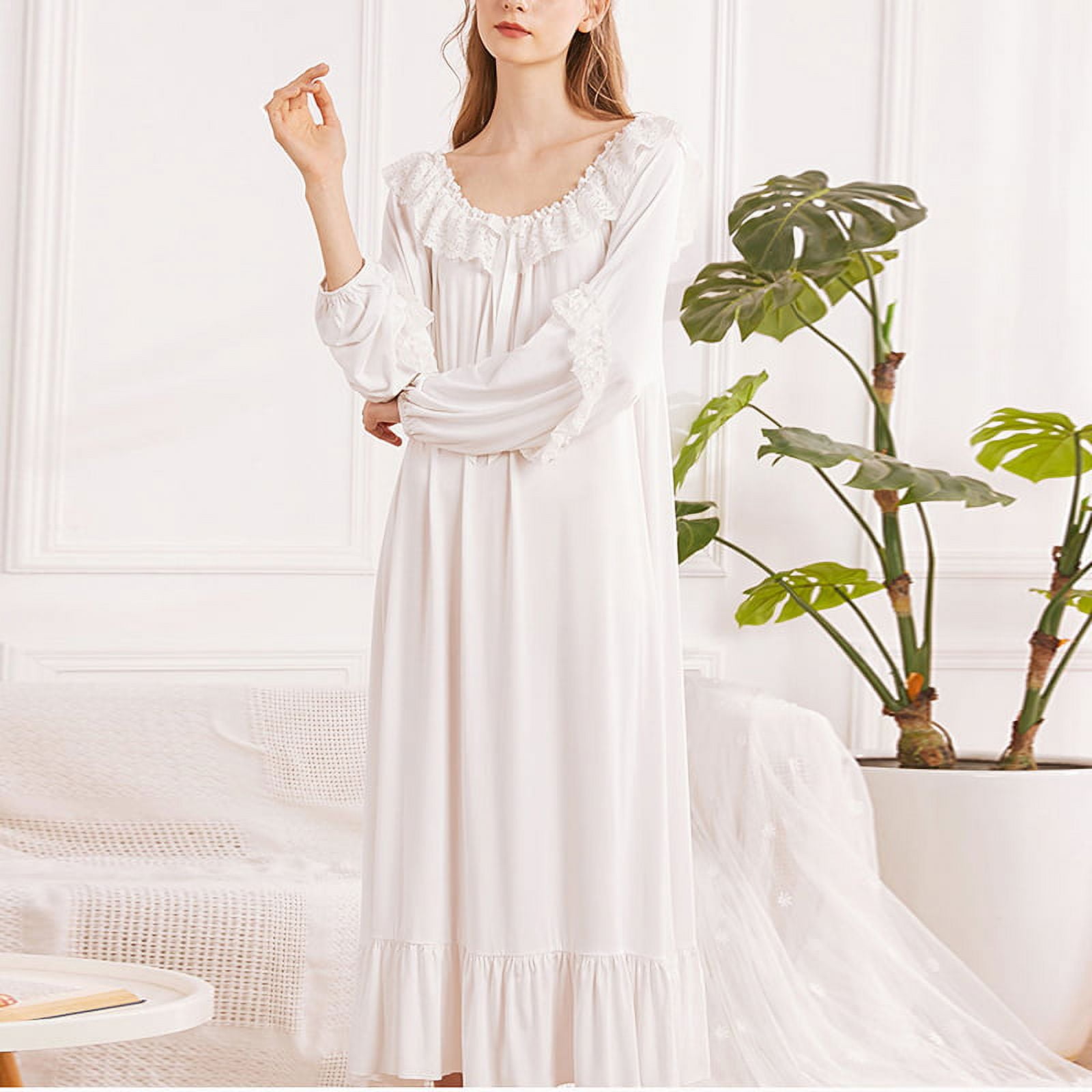 WPYYI Victorian Long Night Dress Women White Vintage Nightgowns