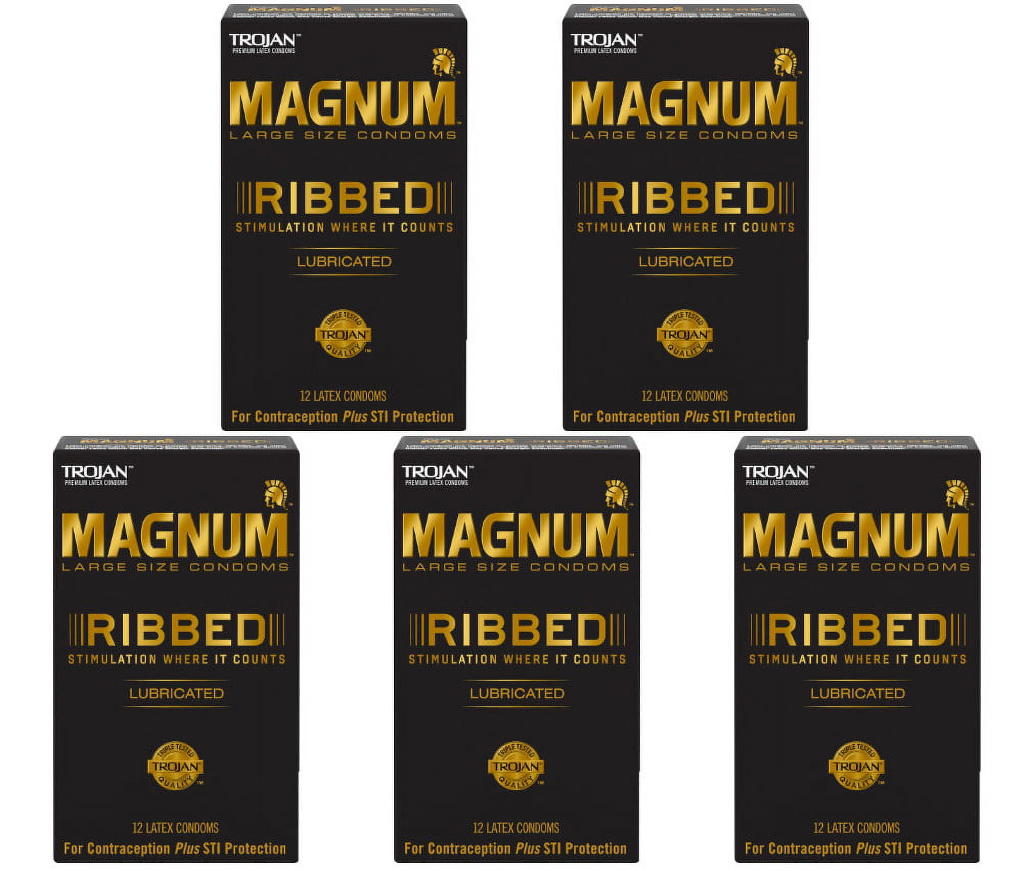 Trojan Magnum Ribbed Large Size Lubricated Condoms 12 ct, 3 Pack -  Walmart.com