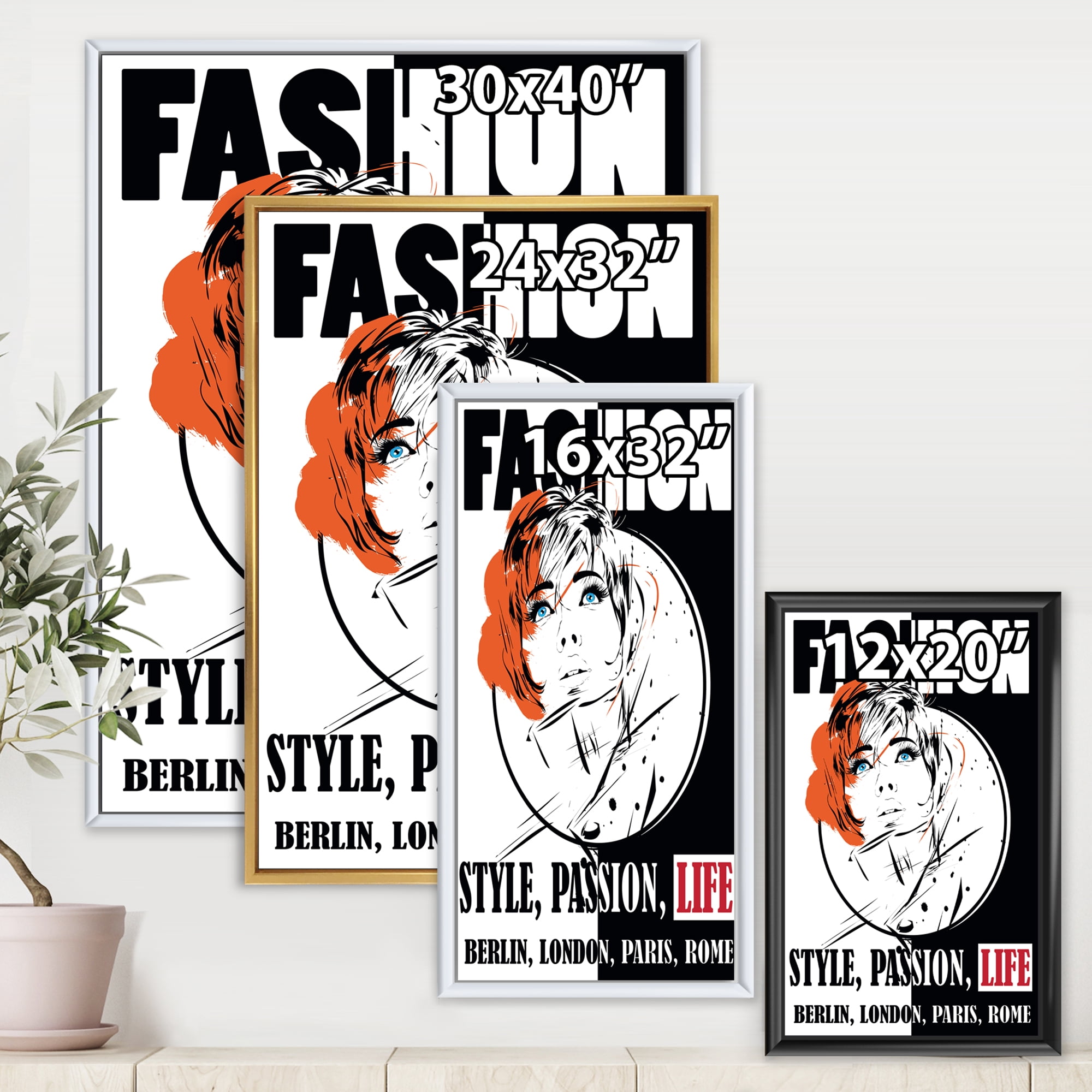 Designart 'Style Passion Life Fashion Woman IV' Vintage Framed Canvas Wall Art Print