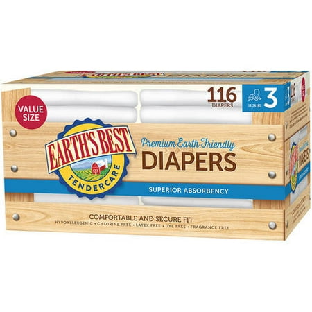 Earth's Best Tendercare Premium Earth Friendly Diapers, Size 3, 116 (Best Diapers For The Money)