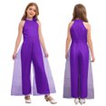 thumbnail image 1 of Runhomal Combinaisons Larges pour Filles Body à Col Halter pour Fête d'Anniversaire Combinaison Longue Décontractée Violet 10, 1 of 6