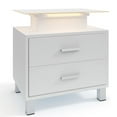 thumbnail image 7 of Yiwa White Nightstand Set of 2 with Charging Station, LED Lights, Glass Desktop, and 2 Drawers, Square Bedside Table for Bedroom, 14"D x 19.1"W x 20"H, 7 of 7