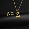 thumbnail image 1 of Collar con colgante de inicial para mujer, Gargantilla sencilla de acero inoxidable con 26 letras del alfabeto, Color dorado, A-Z, 1 of 4