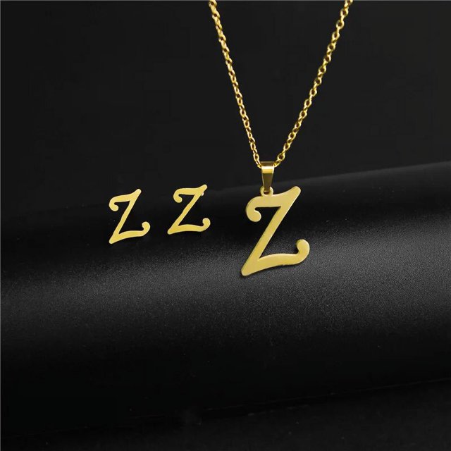 Collar con colgante de inicial para mujer, Gargantilla sencilla de acero inoxidable con 26 letras del alfabeto, Color dorado, A-Z
