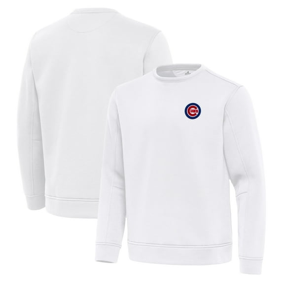 Men's Antigua White Chicago Cubs Relevant Lightweight Pullover Sweatshirt