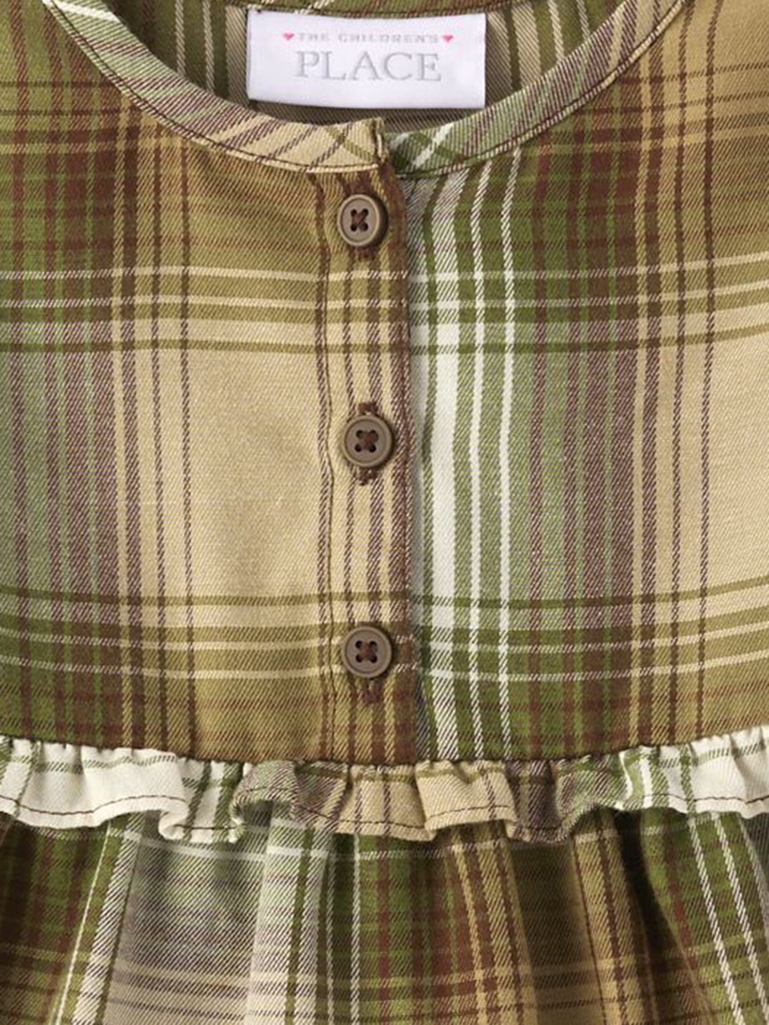 The Children's Place Baby Toddler Girls Long Sleeve Plaid Dress, Sizes 12M-5T