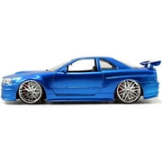 Jada Toys Brian's Nissan GTR Skyline R34 Blue Fast & Furious Diecast Car Play Vehicle
