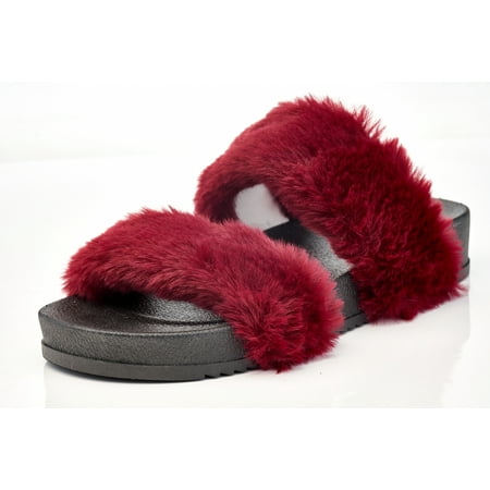 

Flat Sandal for Women Heeled Open Toe Comfortable Fur Flats for Women Casual Womens Fur Sandal