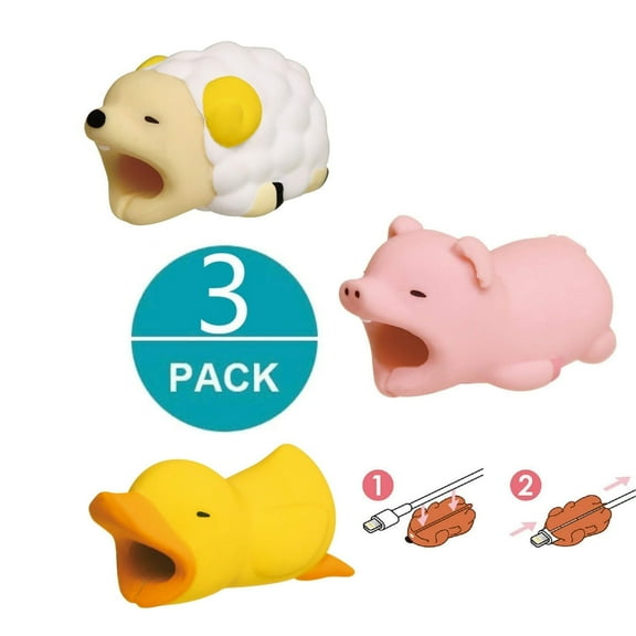 3-Pack iPhone Cable Chomper Farm Animal