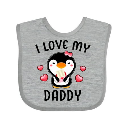 

Inktastic I Love My Daddy with Cute Penguin and Hearts Gift Baby Girl Bib
