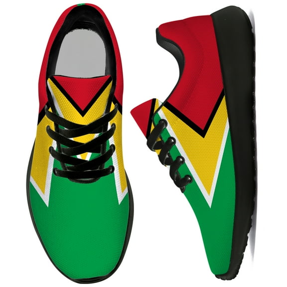 Uminder Womens Tennis Shoes Guyana Flag Sneakers Black Shoes Size 9