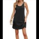 thumbnail image 3 of Vestido de Verano Sin Mangas con Cuello Redondo y Tirantes Finos con Bordado de Ojales para Mujer Negro S, 3 of 10