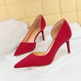 thumbnail image 2 of Women Pointed Toe High Heel Stiletto Pumps 7CM Satin Cut-Out Wedding Evening Party Court Shoes, 2 of 6