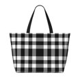 thumbnail image 2 of Daiia White And Black Plaid Beach Travel Bag - Water-Resistant Beach Bag, Lightweight Tote with 7 Pockets for Women and Men - Gym,Pool,Camping,Reusable Grocery Bag, 2 of 7
