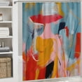 thumbnail image 6 of Pratyus Abstract Brush Strokes Quick-Drying Shower Curtain Set with Hooks for Bathroom - 100% Polyester Fiber - Various Sizes 60x72, 6 of 7