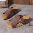 thumbnail image 3 of EKVAHL Women's Wedge Walking Slides, Cork Platform Orthopedic Sandals, Arch Support Wide Width Open Toe Beach Summer Daily Casual Walking Sandals Brown, 3 of 5