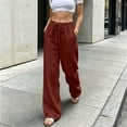 thumbnail image 5 of Cmfcve Women's Plus Size Casual Wide Leg Pants High Waist Baggy Drawstring Lounge Palazzo Pants with Pockets, 5 of 6