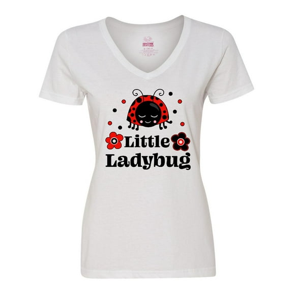 Inktastic Little Ladybug with Flowers Women's V-Neck T-Shirt