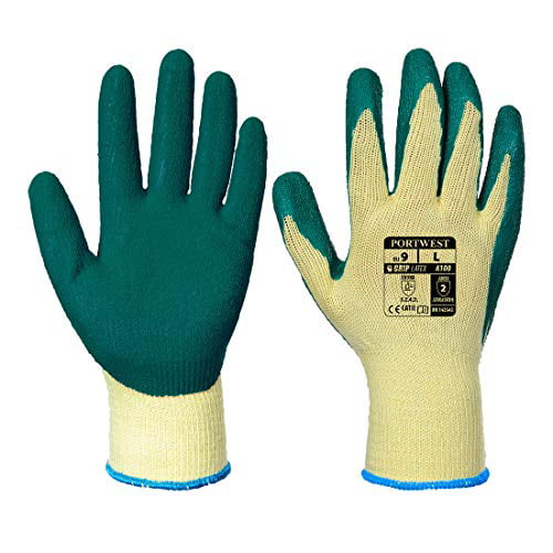 12 Pairs Portwest A100 Grip Latex Palm Safety Work Wear Gloves Various Colours 