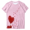 thumbnail image 4 of Camiseta de Manga Corta de Cuello Redondo Impresa para las Mujeres Día de San Valentín, Mezcla Ligera de Poliéster para Primavera Verano Otoño, 4 of 8