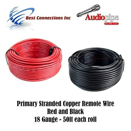 18 GAUGE WIRE RED BLACK POWER GROUND 50 FT EACH PRIMARY STRANDED COPPER (Best Way To Straighten Copper Wire)