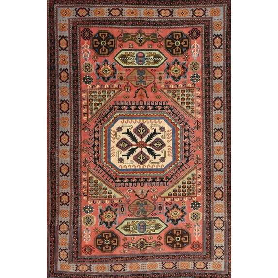 Ahgly Company Machine Washable Indoor Rectangle Traditional Saffron Red Area Rugs, 2' x 3'