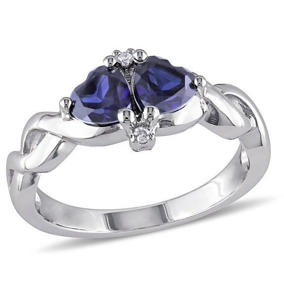 Everly Women's Created Sapphire Sterling Silver Engagement Ring