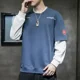 thumbnail image 4 of Ropa de hombre Camiseta Top Sudaderas para hombre Sin capucha Jersey empalmado Azul Sin marca Otoño Ropa de calle Y2k Vintage Invierno, 4 of 5