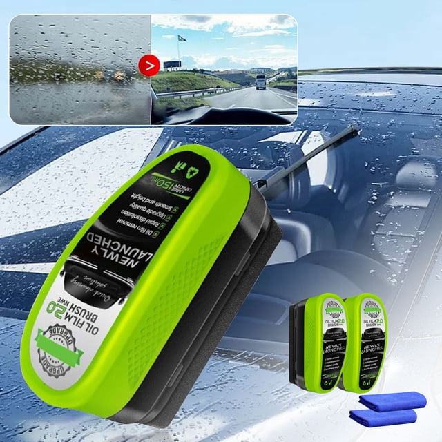 Fiudx Quitapelusas para Cristales de Coche, Kit de Cepillo Quitamanchas, Limpiador de Parabrisas Impermeable, Cuidado de Ventanas Del Hogar, Solución para Una Visibilidad Clara, Capacidad de 100 Ml