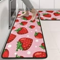 thumbnail image 2 of Kitchen Rugs Sets Of 2,Red Strawberry Plants Fruit Flower Pink Pattern Anti Fatigue Kitchen Mat Rugs Non Slip Washable,Decorative Kitchen Floor Mats for Kitchen,Sink,Laundry,17"x47"+17"x47", 2 of 5