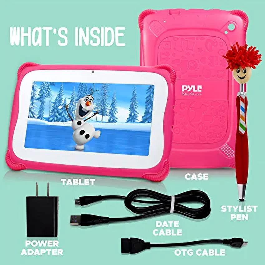 Pyle Kids Tablet W/ Stylus Pen 7 Inch Wi-Fi Android 10 Children Tablet 1GB RAM 8 gb Storage (Pink)