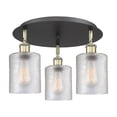 thumbnail image 2 of Innovations Lighting  Cobbleskill - 3 Light 17" Flush Mount Clear/Black Antique Brass, 2 of 5