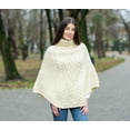 thumbnail image 3 of SAOL 100% Merino Wool Women's Aran Cable Knit Poncho Oversize Sweater High Neck Irish Cape Made in Ireland, 3 of 5