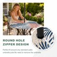 thumbnail image 4 of Round Outdoor Tablecloth with Umbrella Hole and Zipper, Red Blue Yellow Palm Leaves Tablecloth with Elastic Waterproof, Summer Botanical Tropical Leaf Patio Table Covers for 36" - 44" Pool Tables, 4 of 9