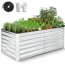 Funcid Galvanized Raised Garden Beds 6ft×3ft×2ft Large Metal Garden Beds Galvanized Steel Planter Box for Vegetables Flowers Herbs Outdoor